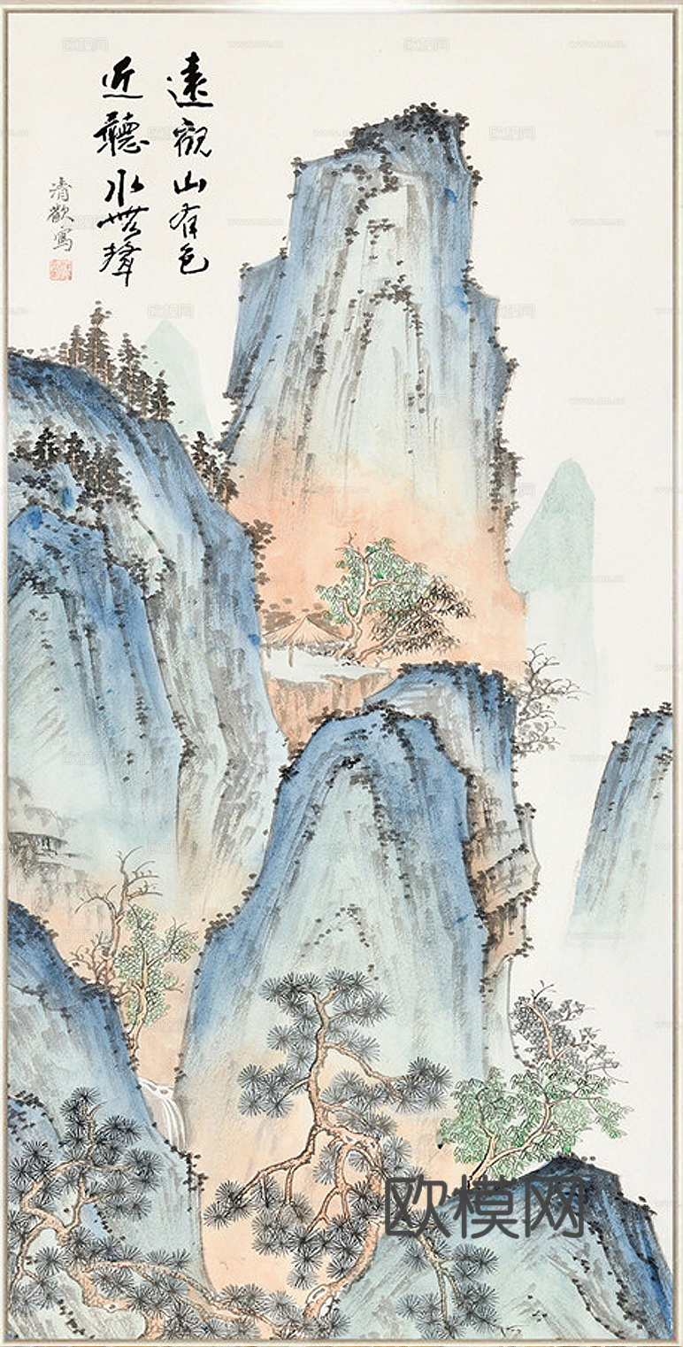高清喷绘晶瓷画 中国风  山水画