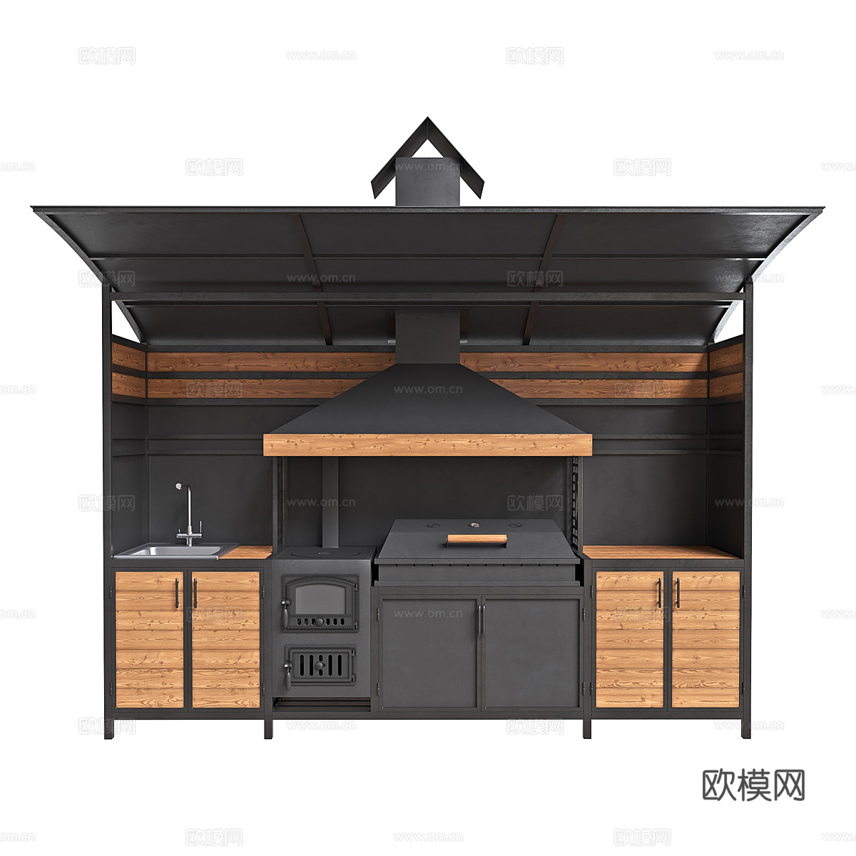 现代工业风烤炉设备3d模型