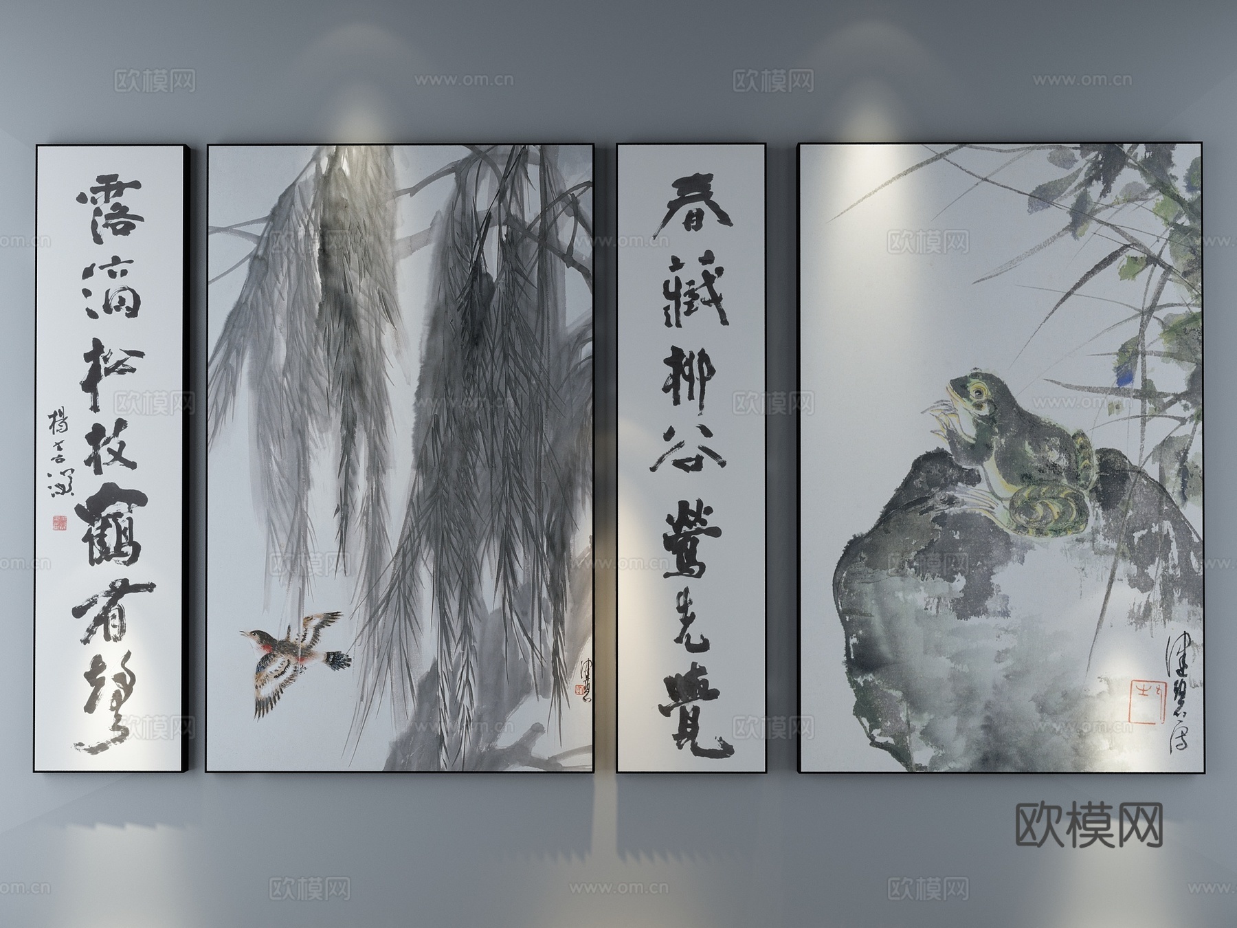 新中式装饰画3d模型