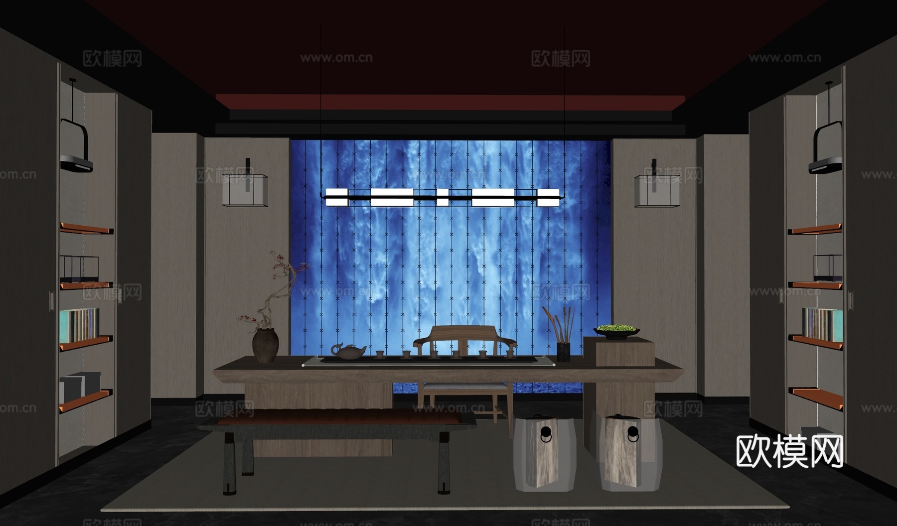 现代茶室品茶区su模型