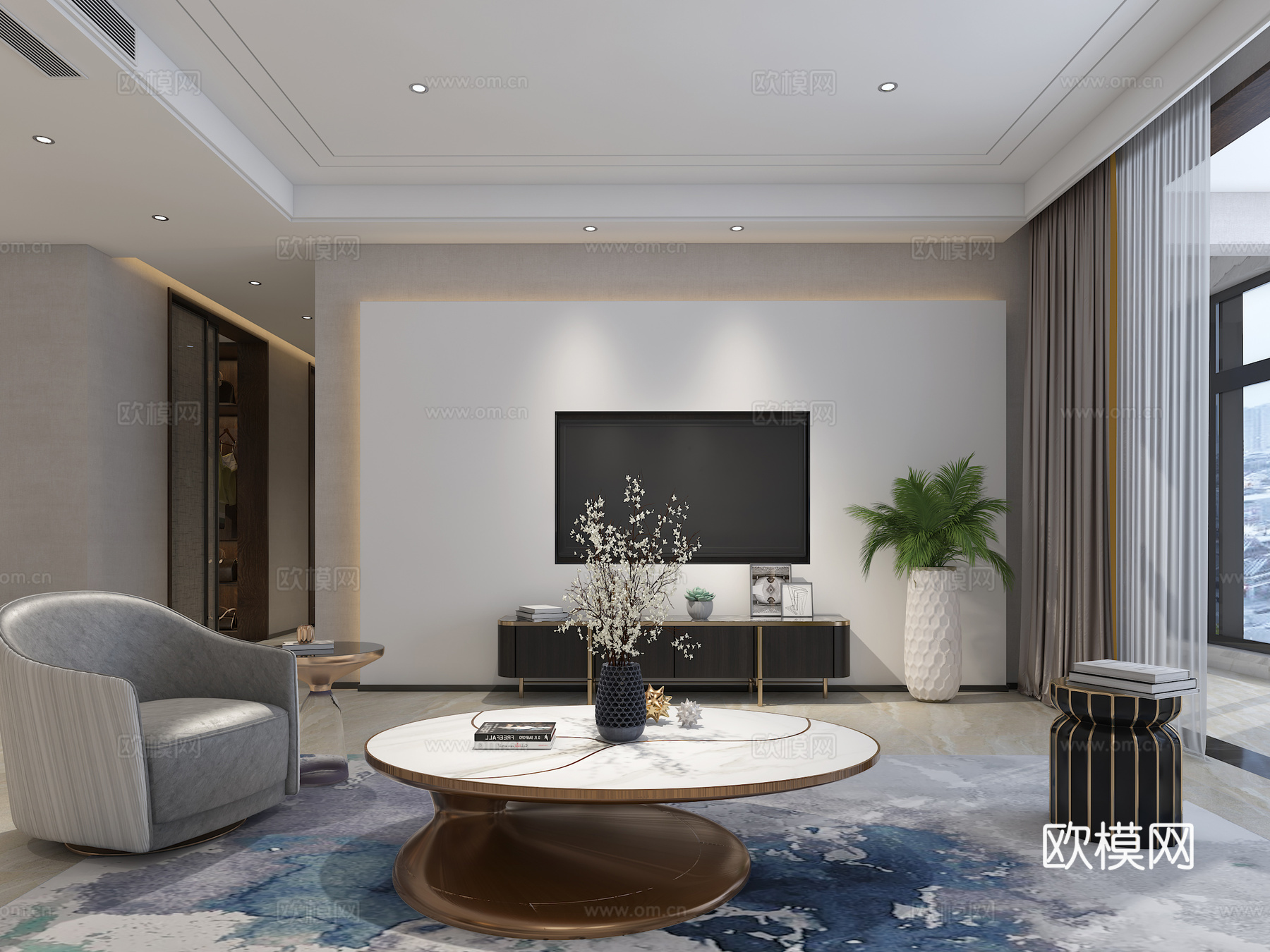 后现代北欧客餐厅 过道3d模型