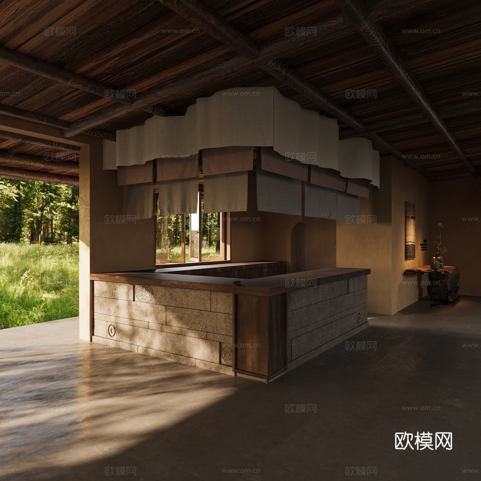 侘寂收银台su模型