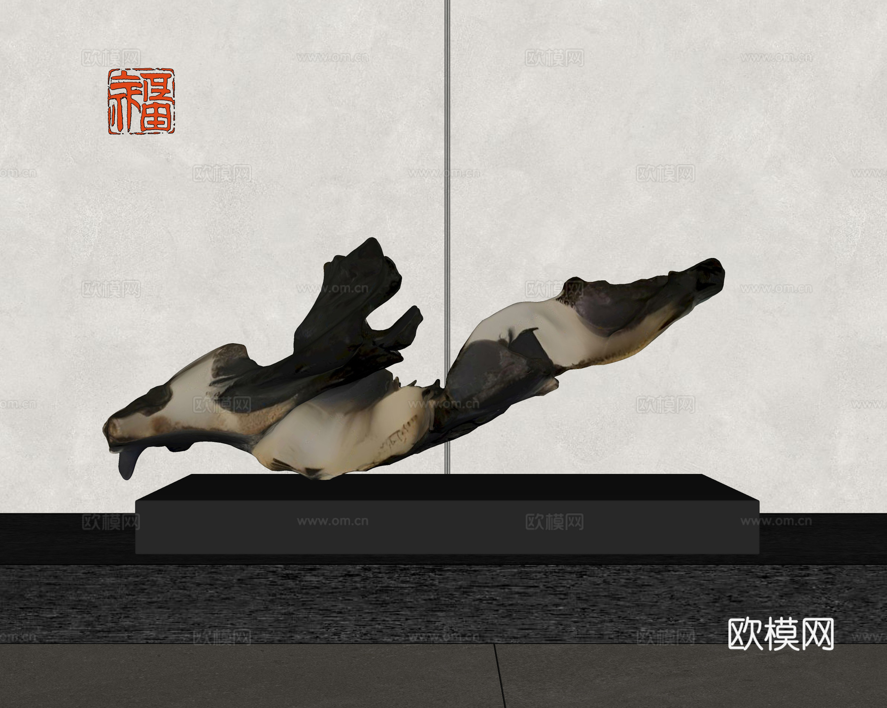 新中式抽象雕塑摆件 艺术雕塑摆件 抽象雕塑su模型
