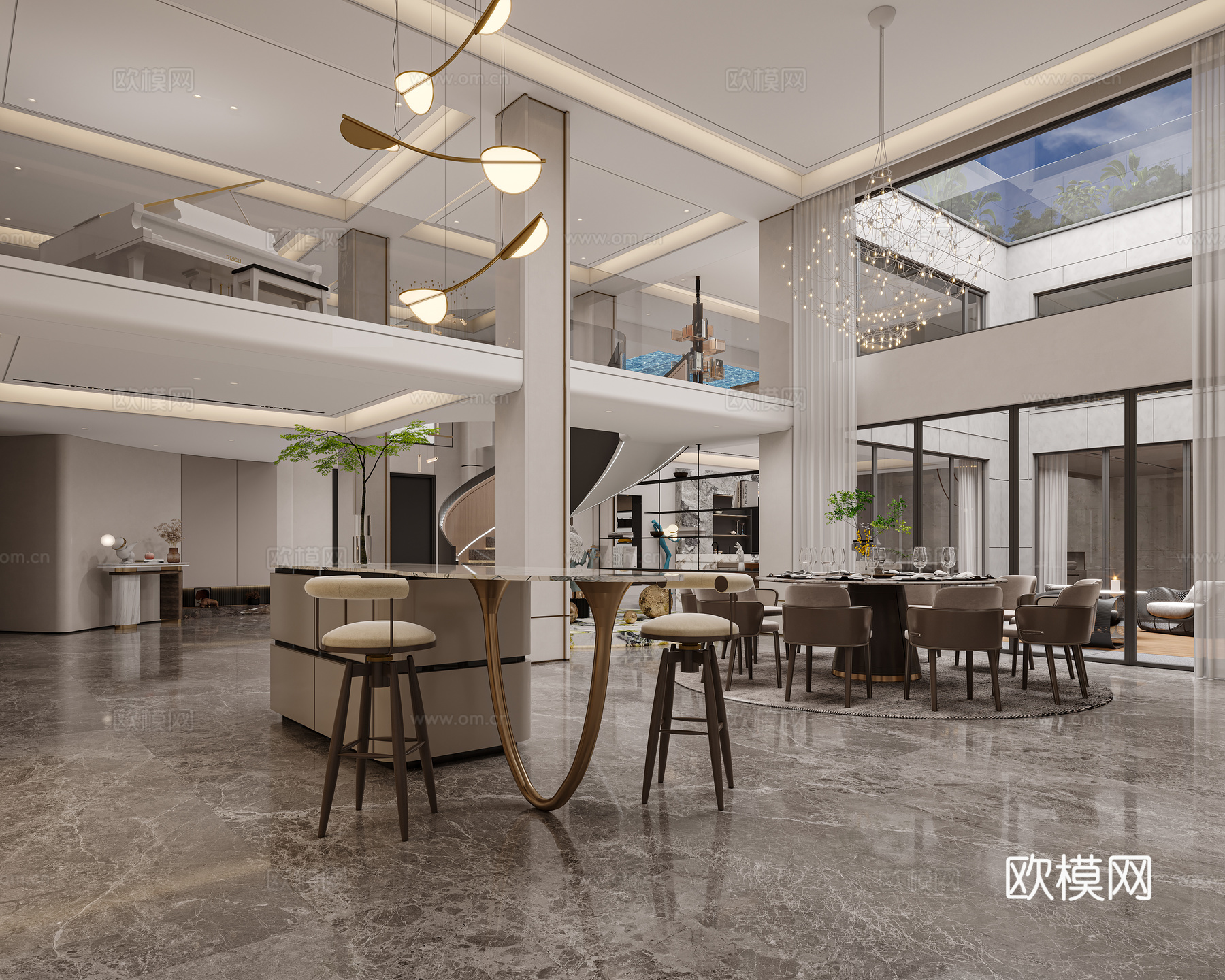 意式轻奢餐厅3d模型