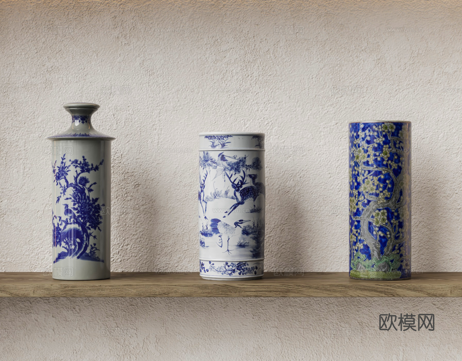 陶瓷花瓶 青花瓷花瓶 瓷瓶 青花瓷摆件3d模型
