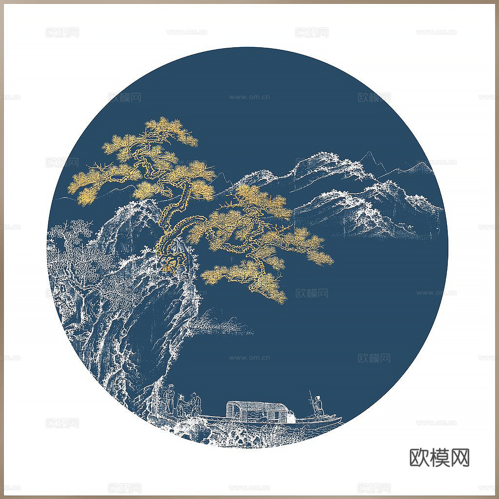 金色松树 中国画 山水画