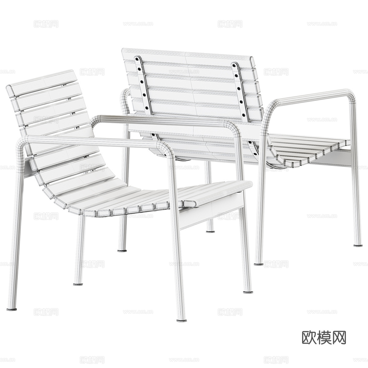 现代意式极简不锈钢扶手椅3d模型