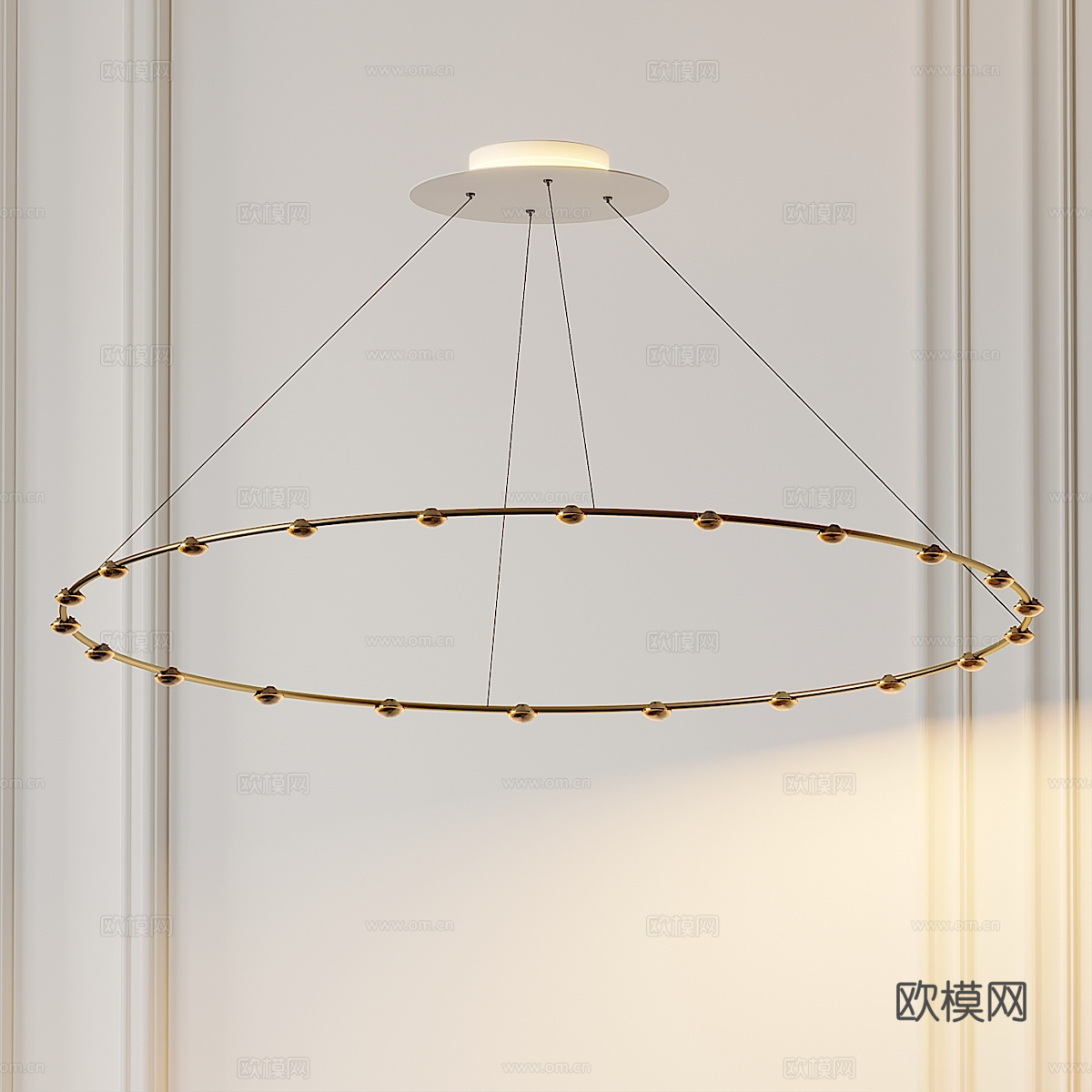 现代轻奢极简圆形金属吊灯3d模型