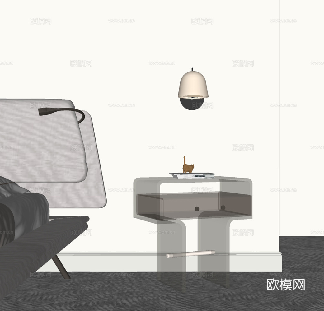 现代透明床头柜su模型