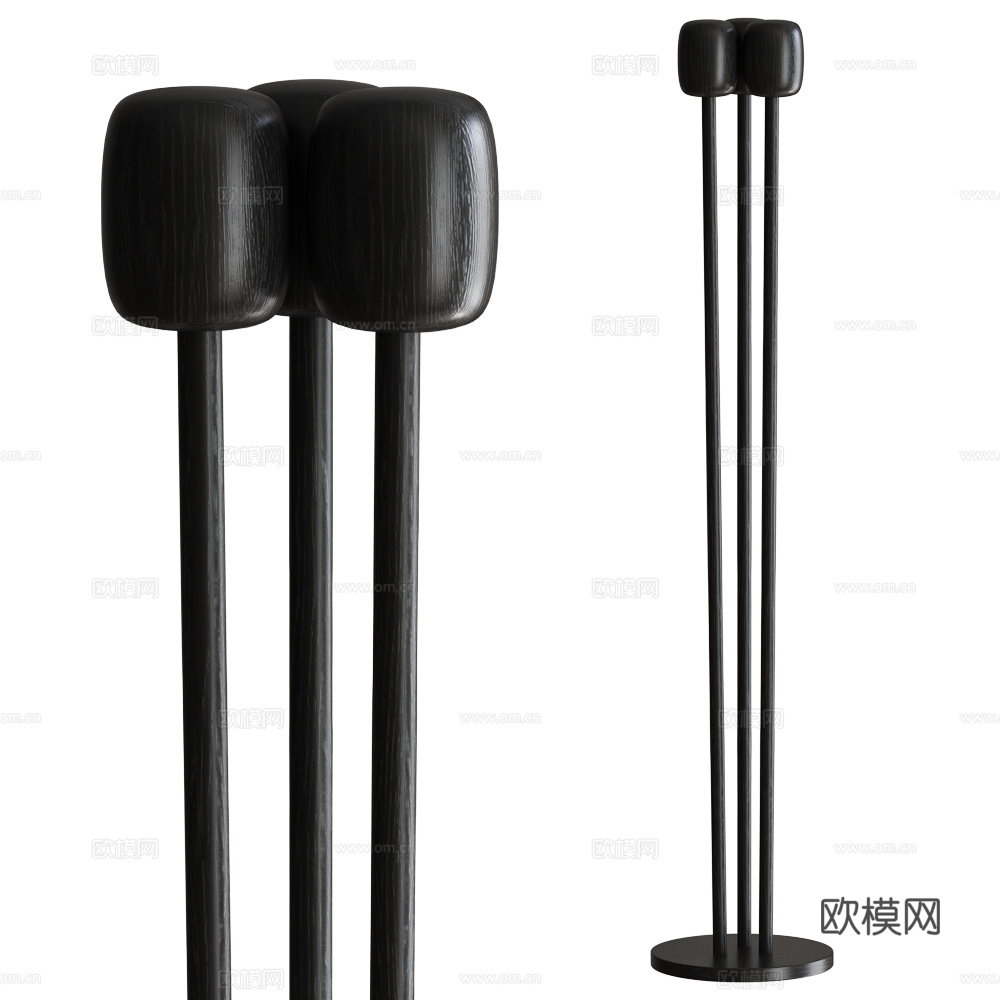 现代意式实木衣帽架3d模型