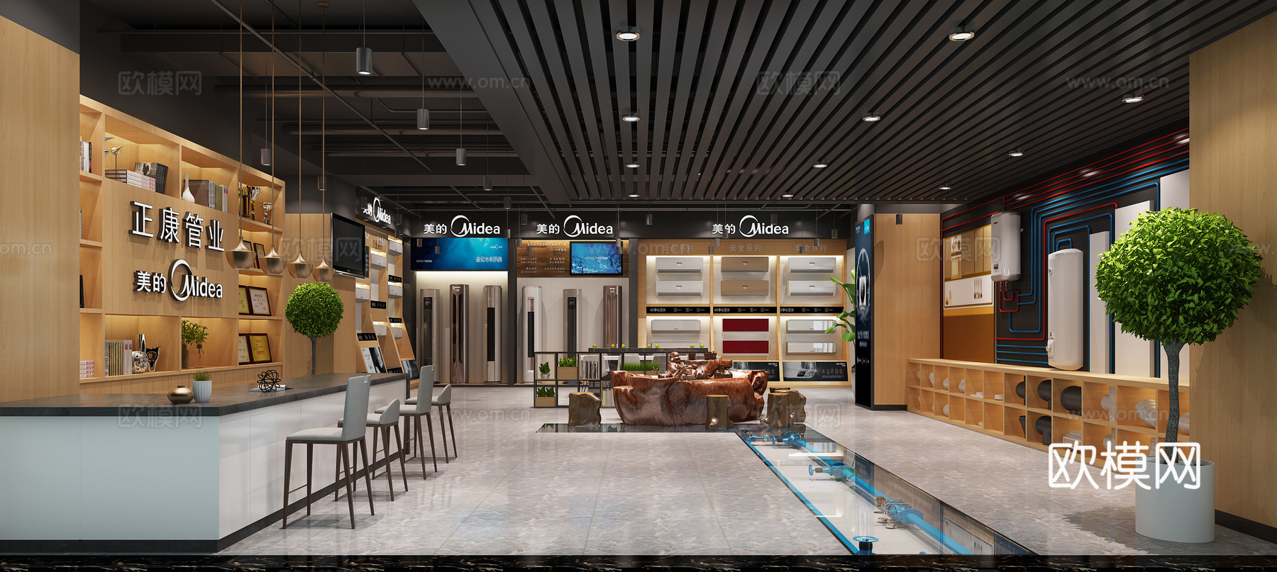 工业风建材展厅美的展厅 美的空调3d模型