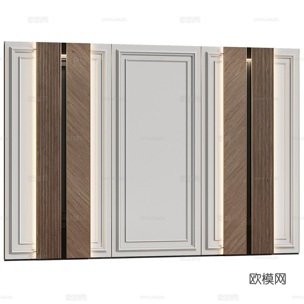 现代意式轻奢沙发背景墙3d模型