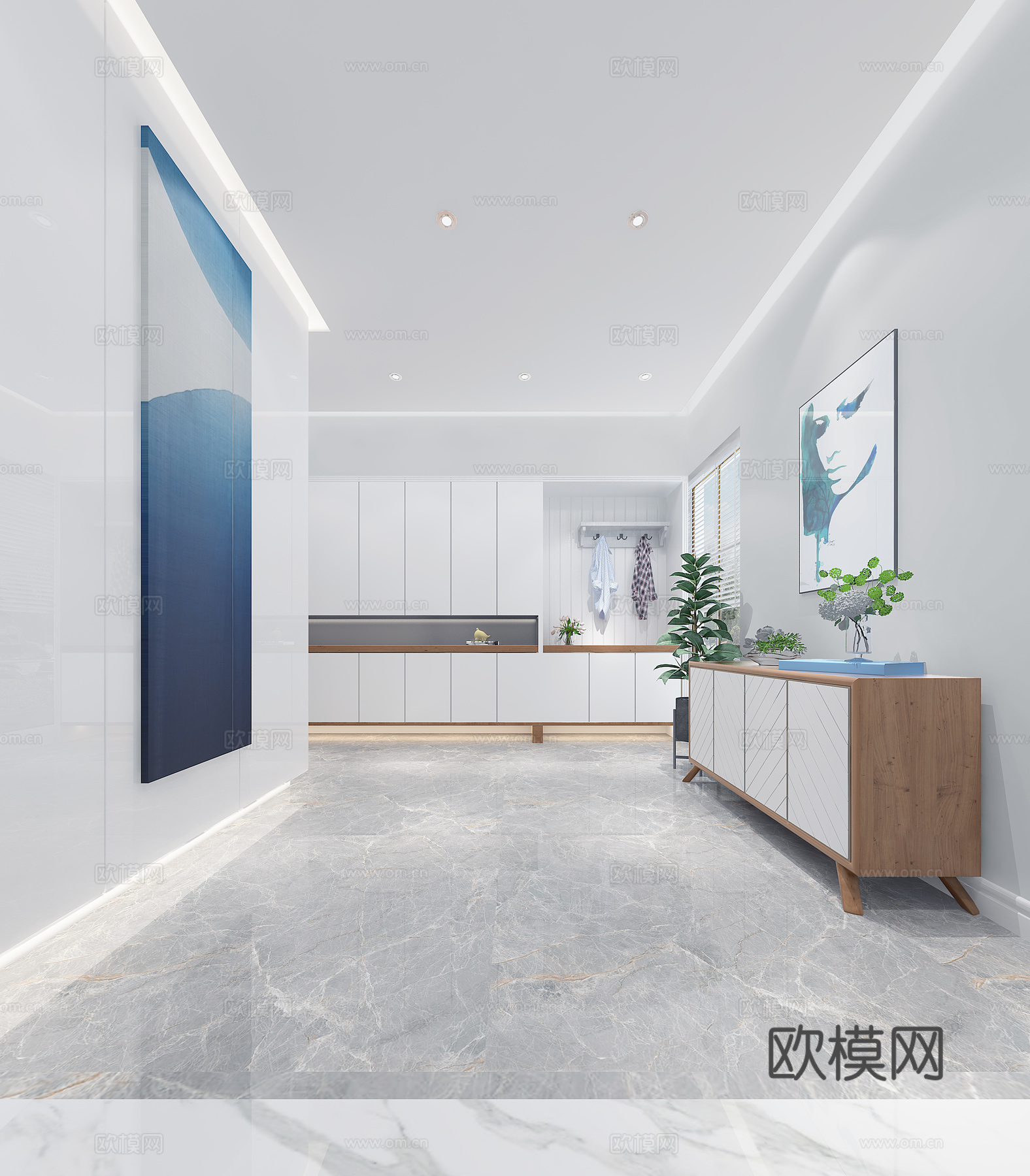 现代轻奢客餐厅 玄关3d模型