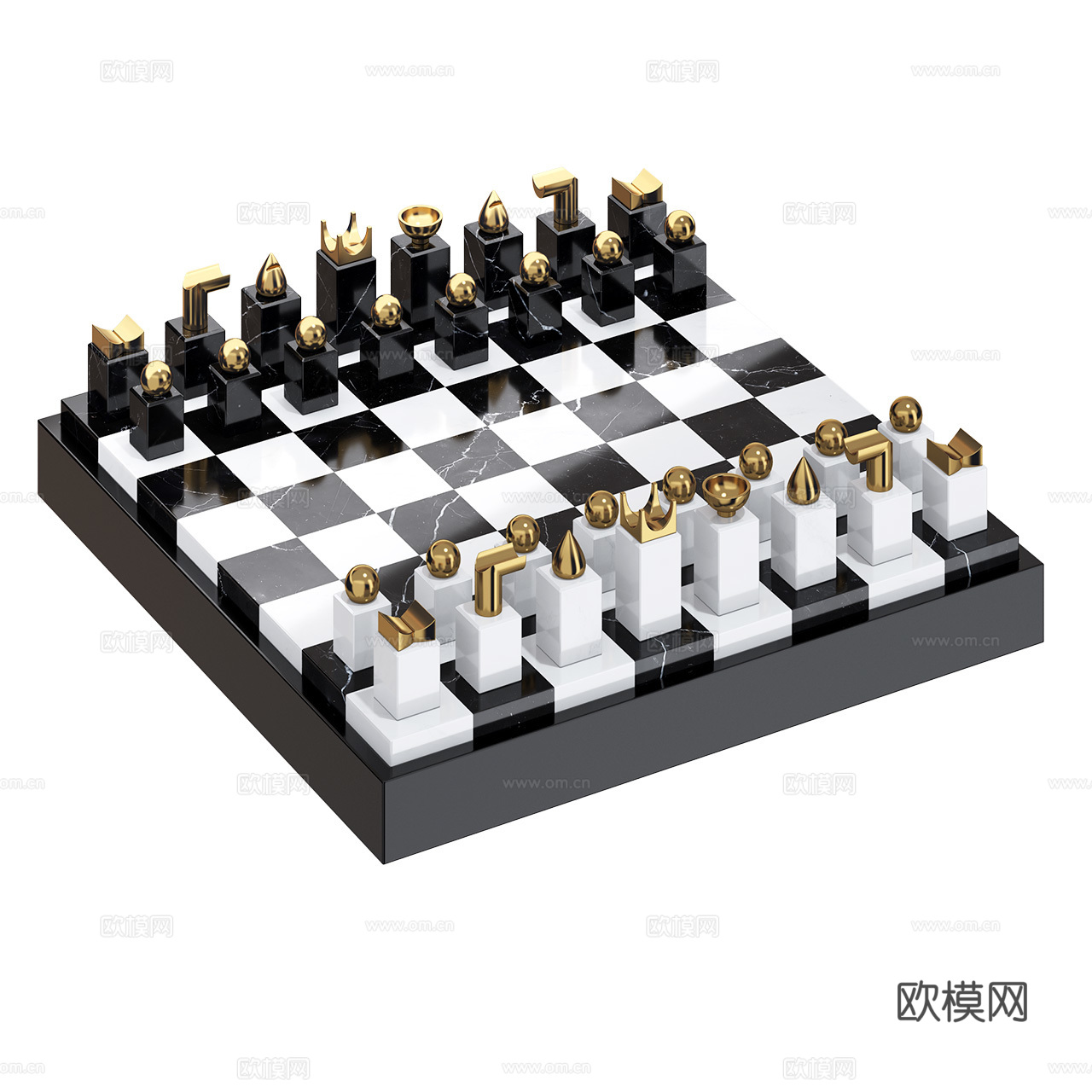 Object  大理石国际象棋套装 象棋 国际象棋 游戏3d模型