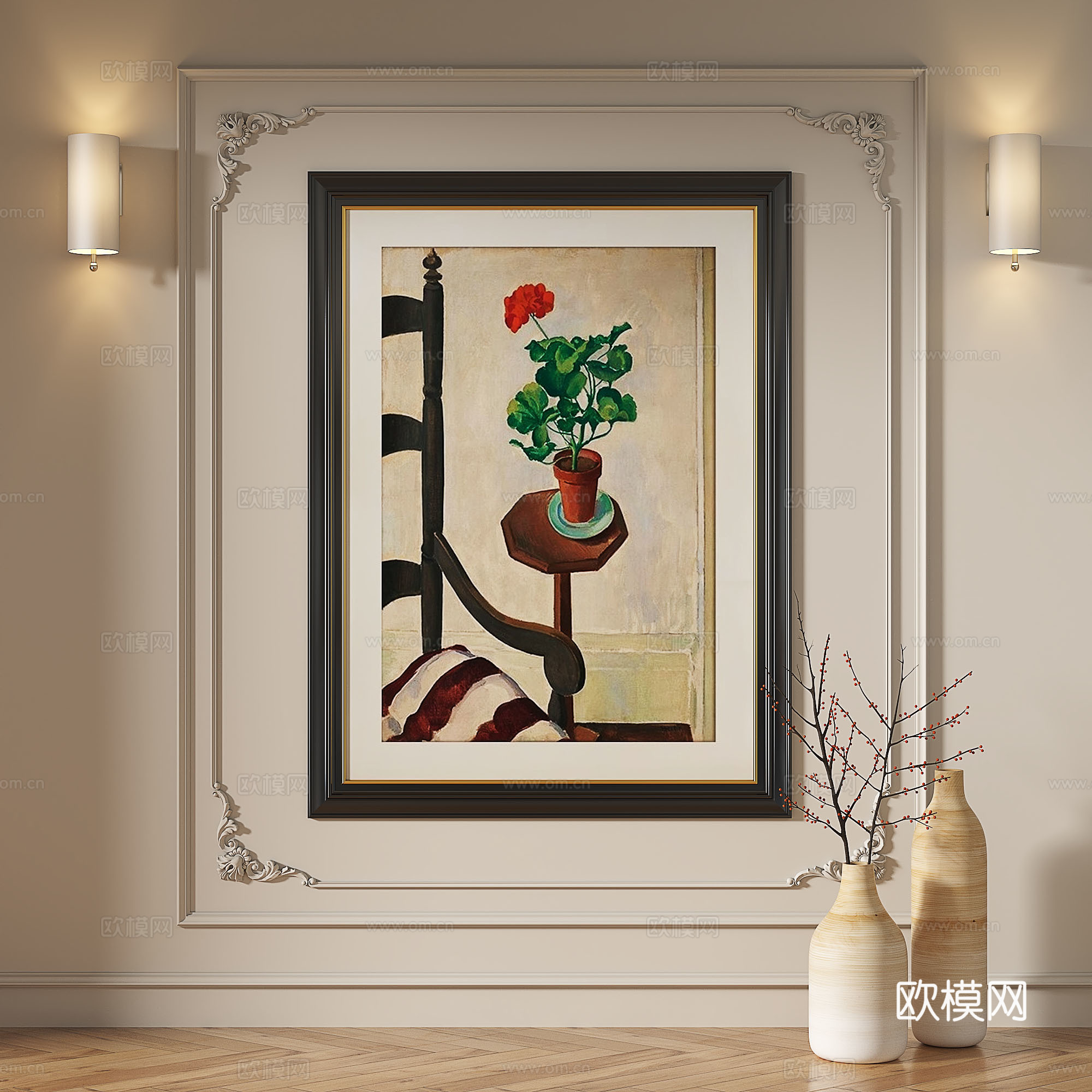 法式，复古，中古，油画，现代，欧式，古典，轻奢简约抽象装饰画免费3d模型