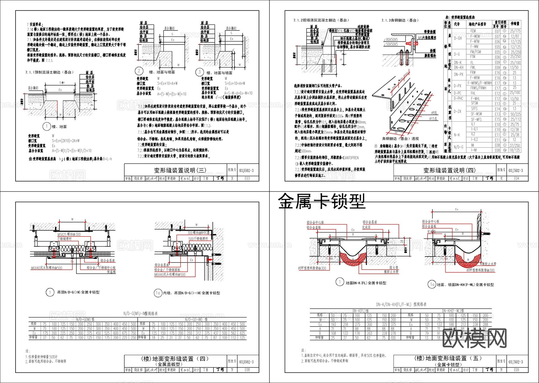 规范图集墙地面变形缝cad施工图