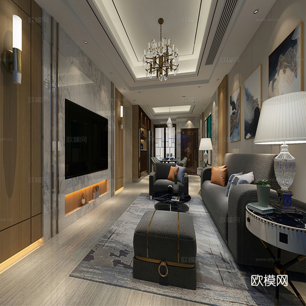 现代客厅3d模型
