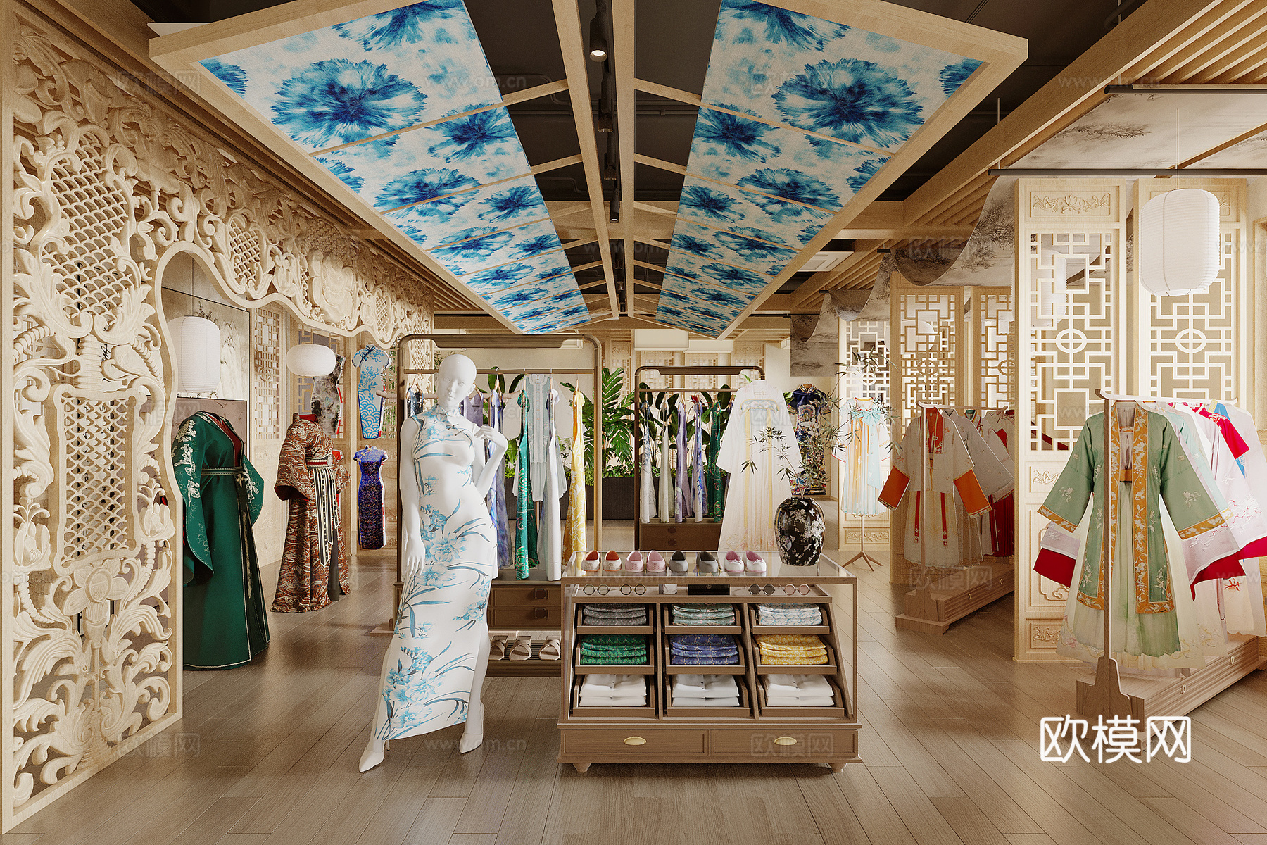 中式服装展厅3d模型