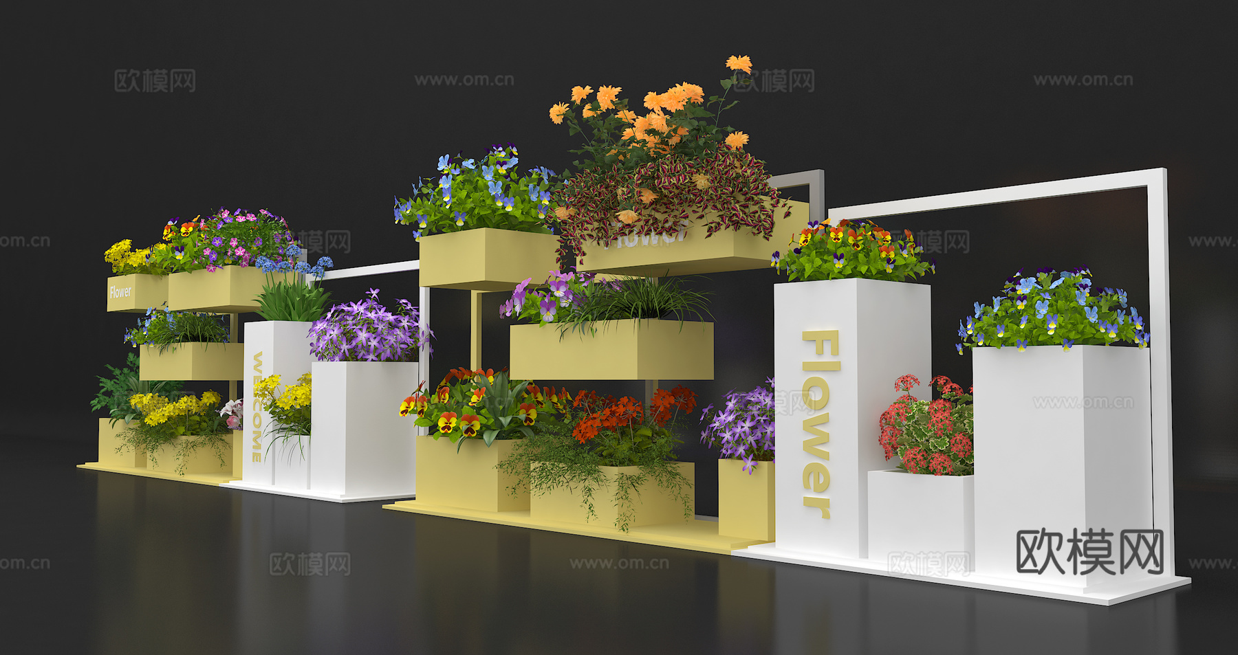 现代花架  花箱  隔断3d模型