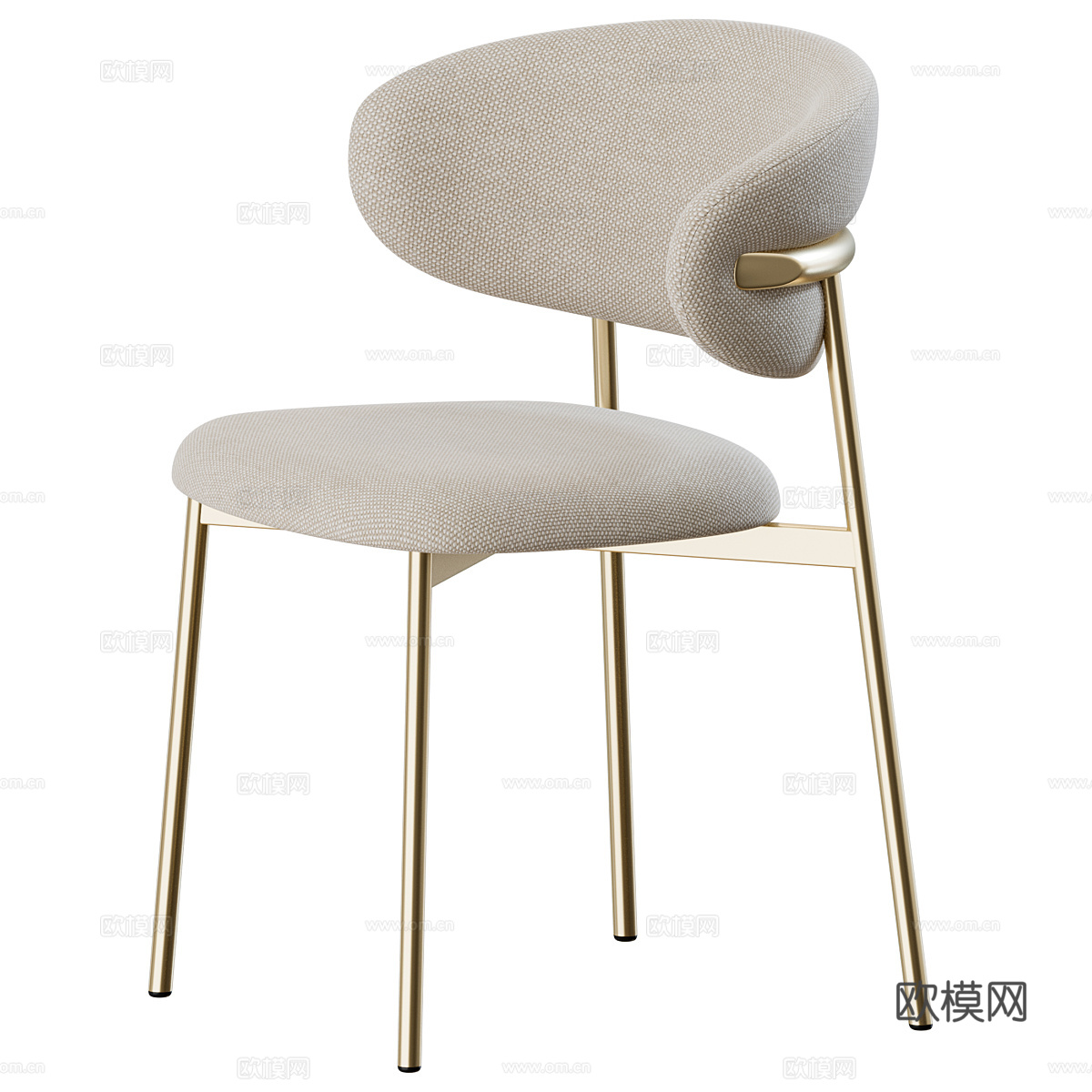 现代意式布艺皮革单椅3d模型