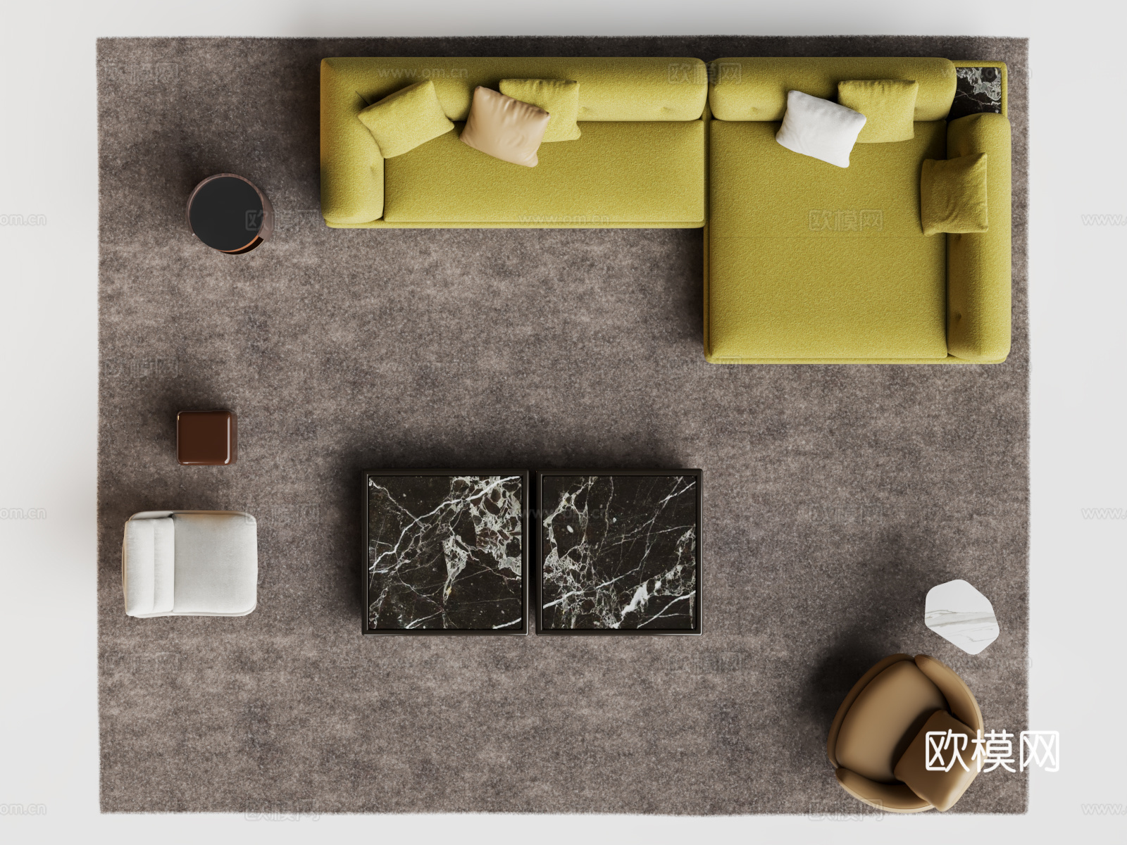 Minotti Supermoon沙发茶几组合 超越月亮沙发3d模型