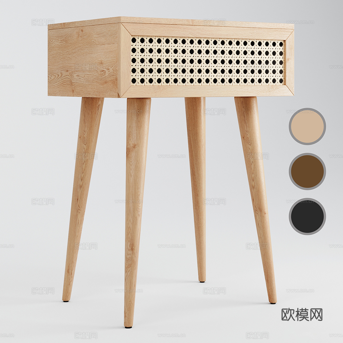 现代北欧原木风床头柜3d模型