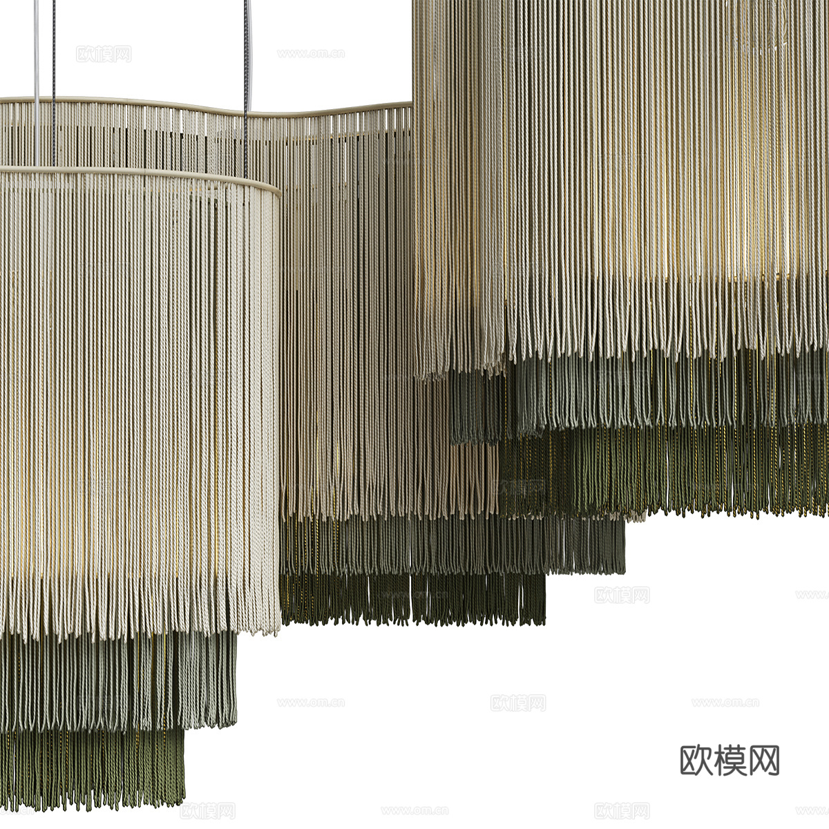 新中式侘寂藤编装饰吊灯3d模型