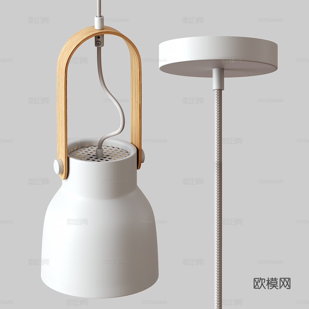 现代北欧原木装饰小吊灯3d模型