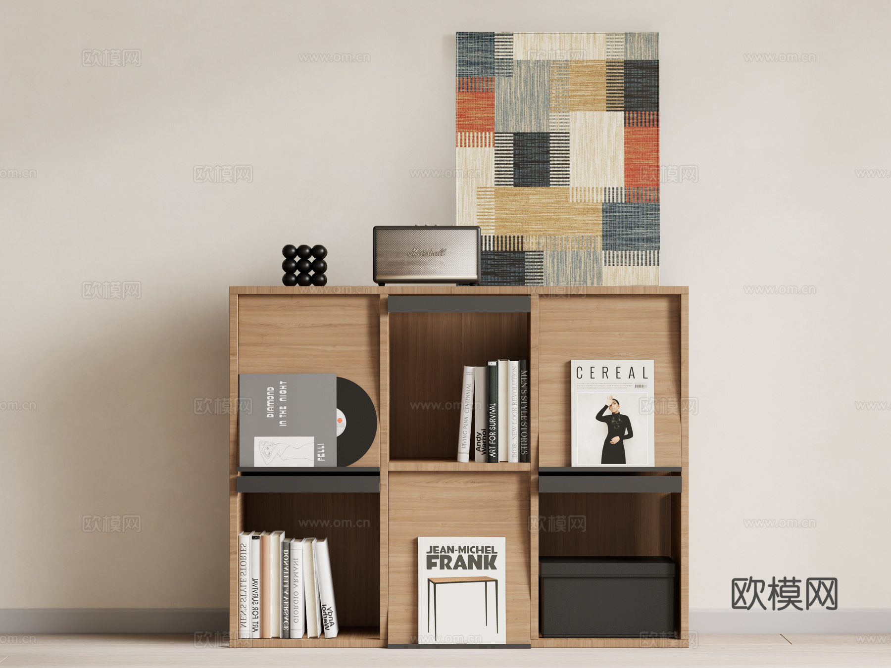 现代书柜su模型下载（渲染图1）