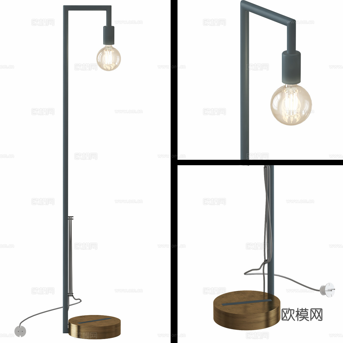 现代工业风落地灯3d模型