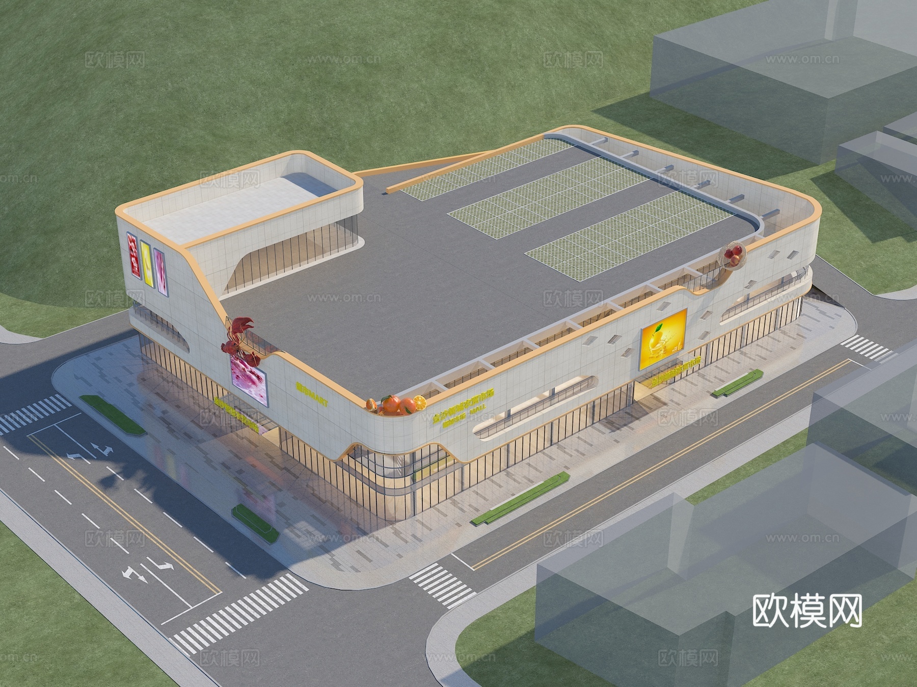 现代建筑 农贸市场 商场超市su模型