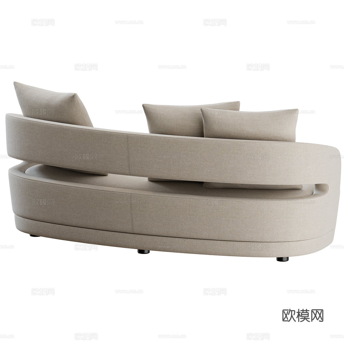 现代意式布艺皮革休闲沙发3d模型