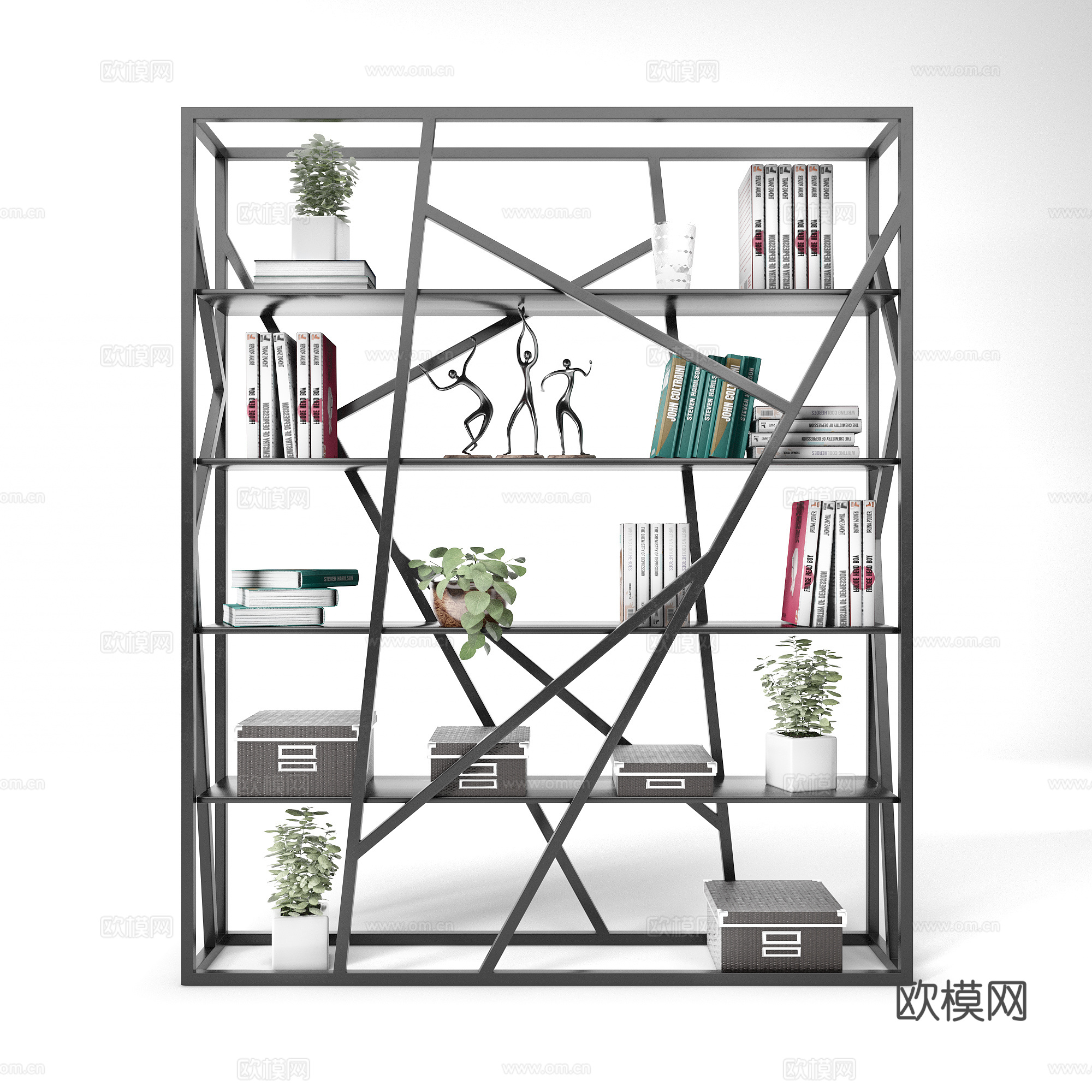 现代意式装饰架 书架3d模型