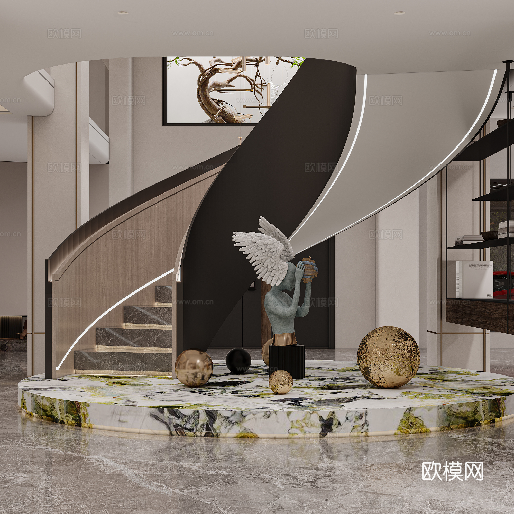 意式轻奢餐厅3d模型