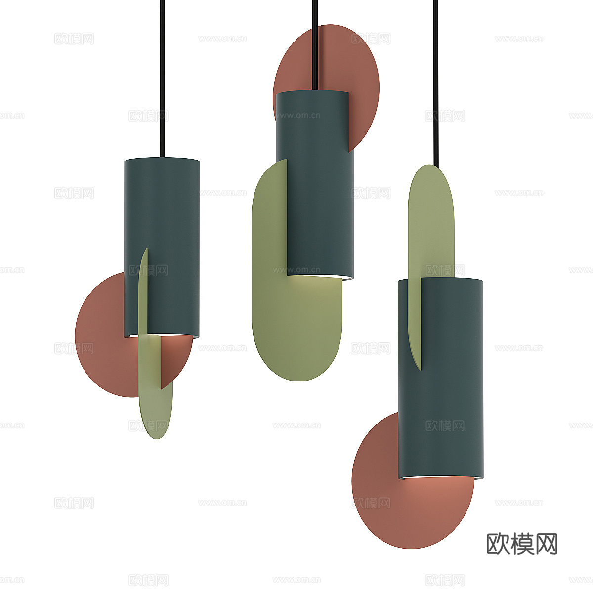 现代奶油风装饰小吊灯3d模型
