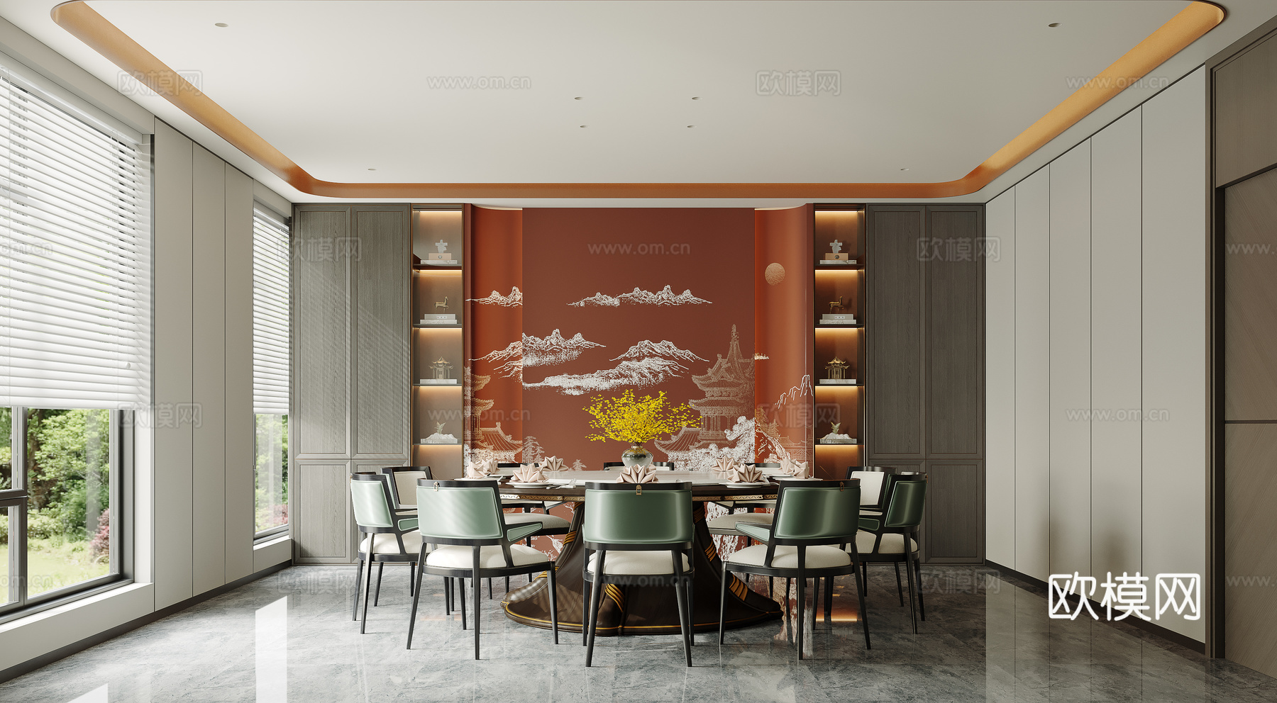 新中式餐厅包厢3d模型