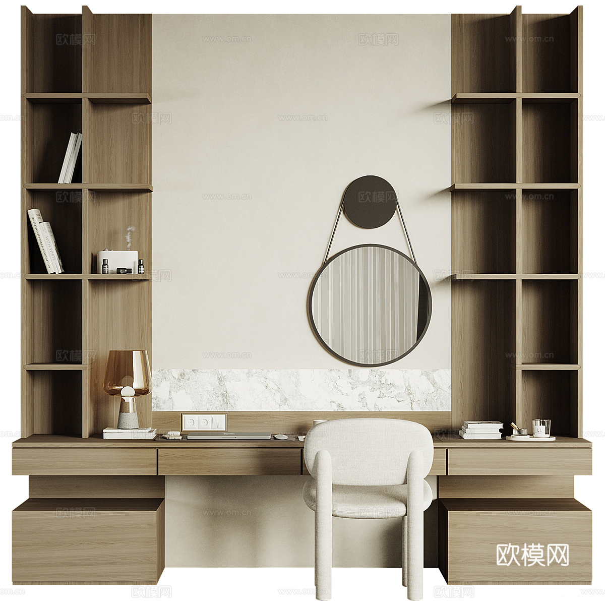 现代意式极简衣柜梳妆台3d模型