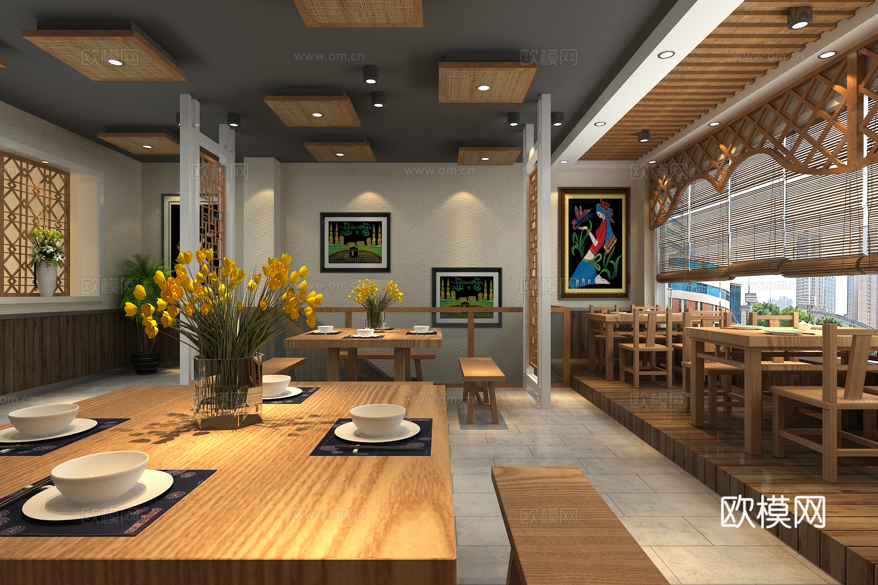 中式民俗餐厅3d模型