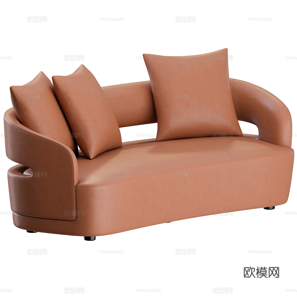 现代意式布艺皮革休闲沙发3d模型