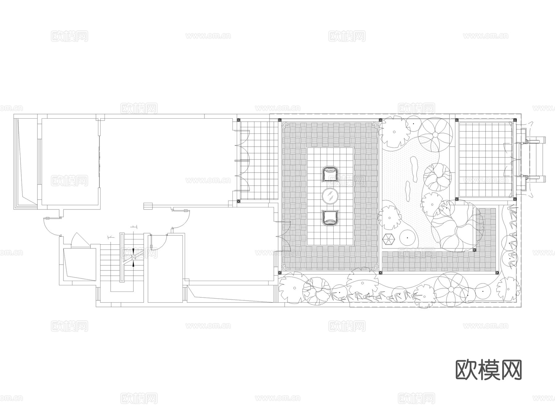 6套中式别墅庭院花园景观CAD平面布置图cad施工图