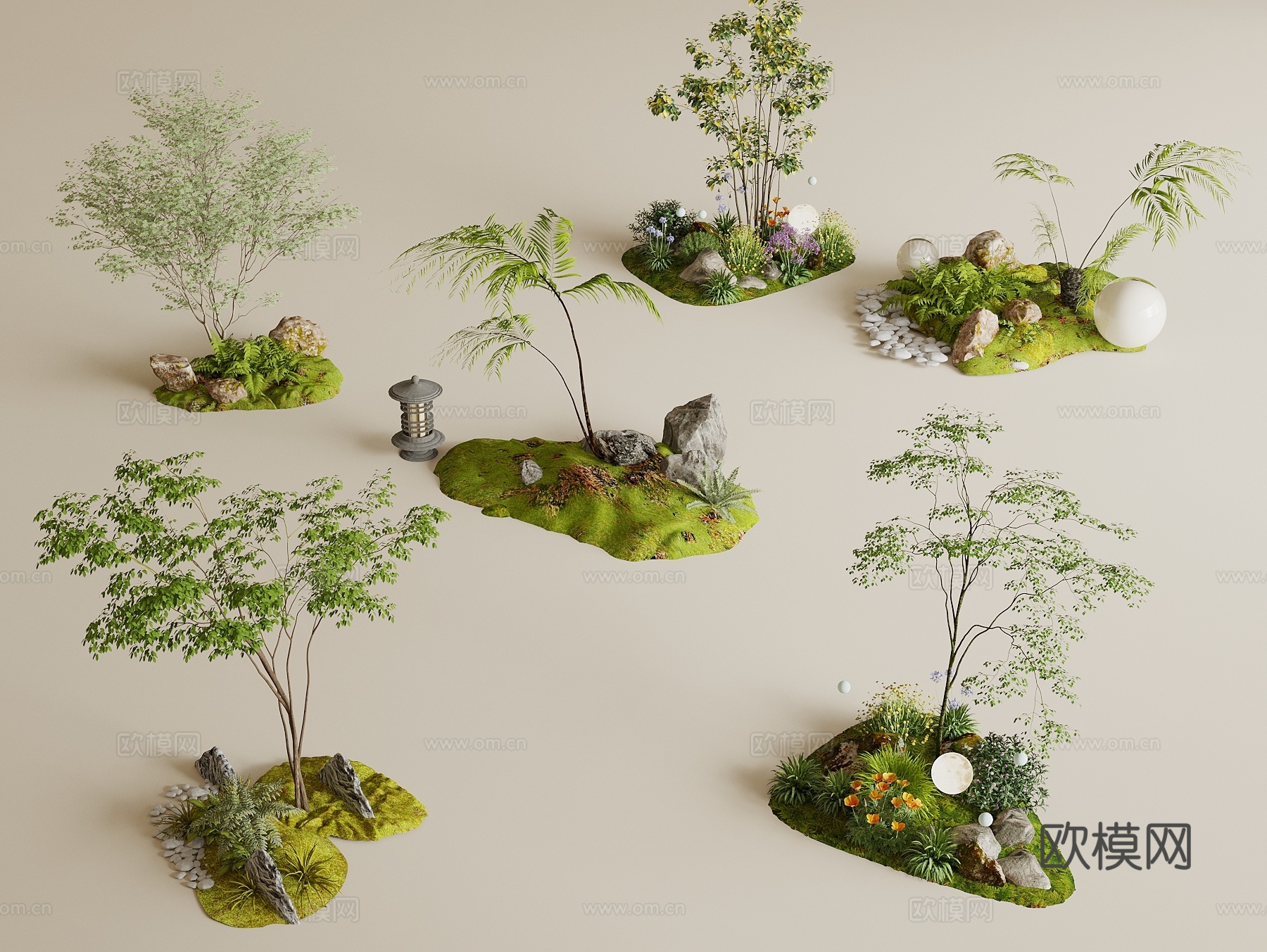 现代景观造景 景观小品 庭院景观 庭院小品 室内景观 景观树3d模型