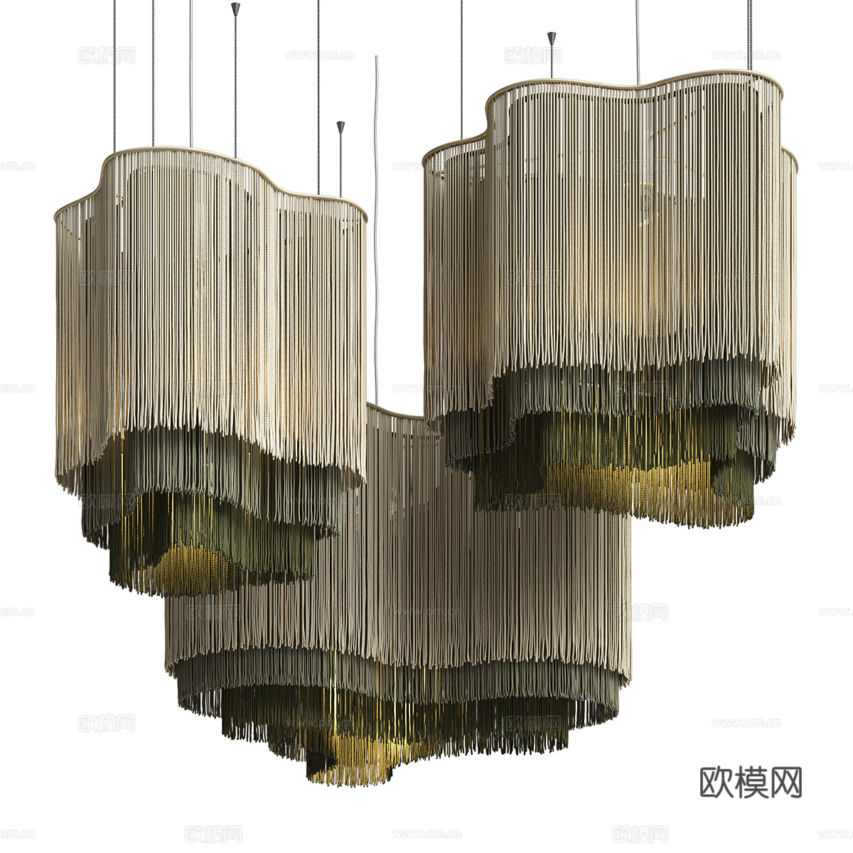 新中式侘寂藤编装饰吊灯3d模型