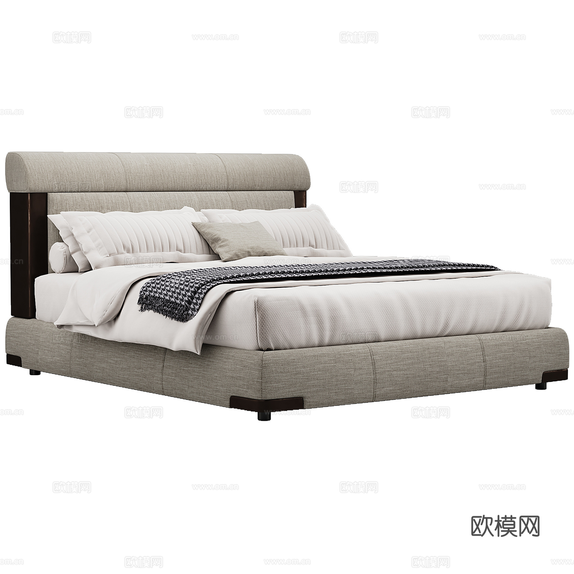 卧室 现代 双人床 抱枕 床品3d模型