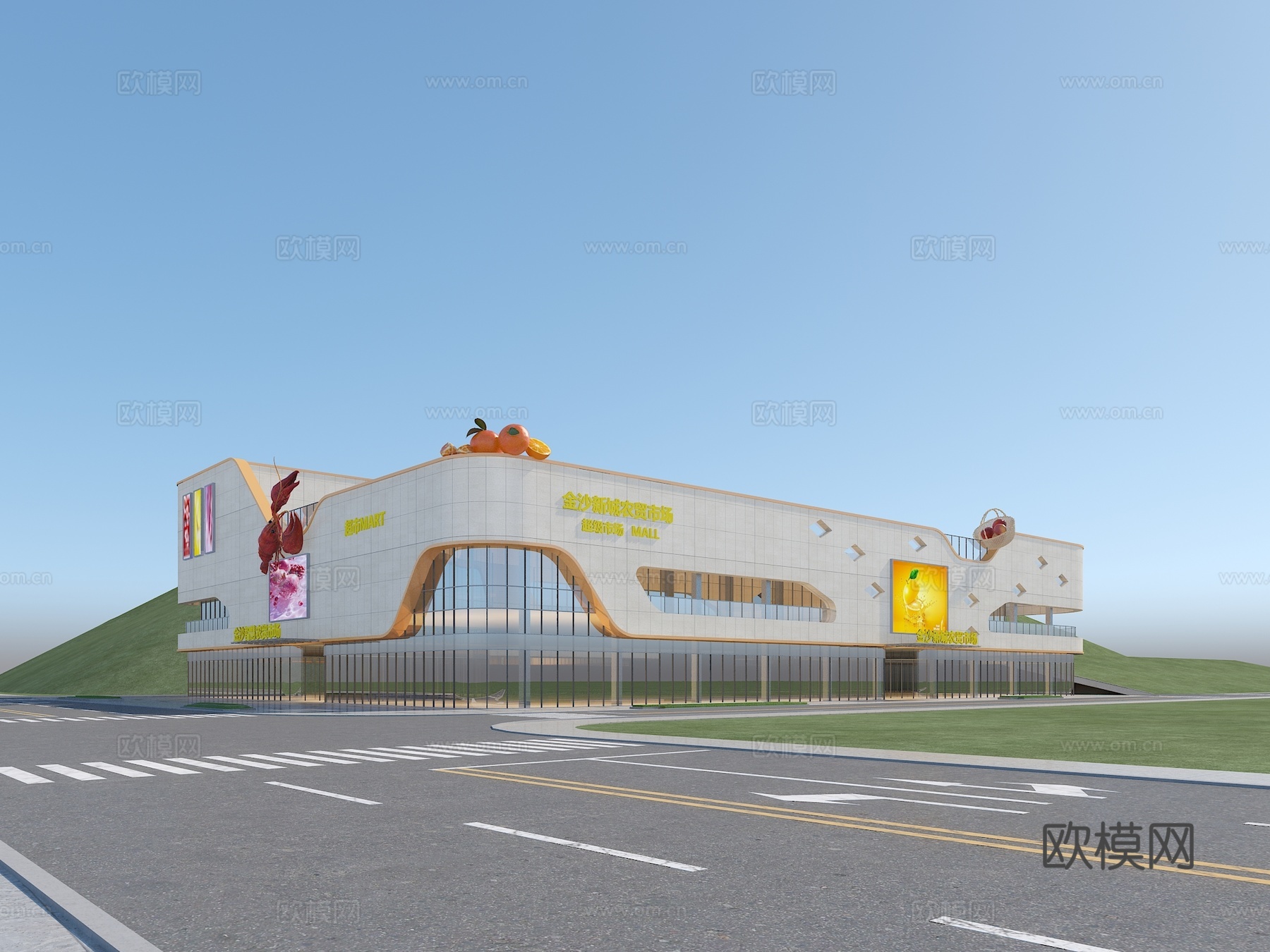 现代建筑 农贸市场 商场超市su模型