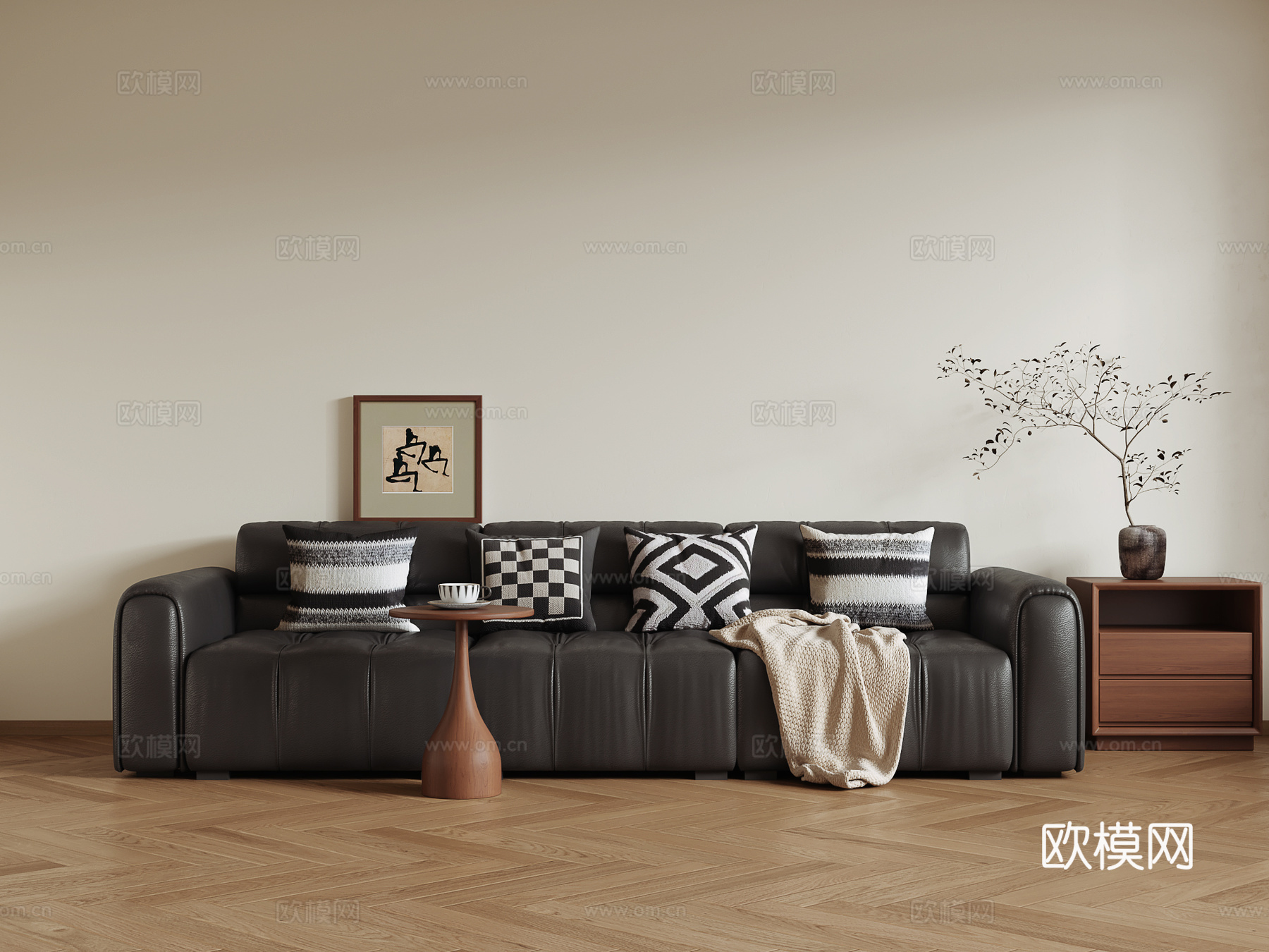 中古风沙发su模型下载（渲染图1）