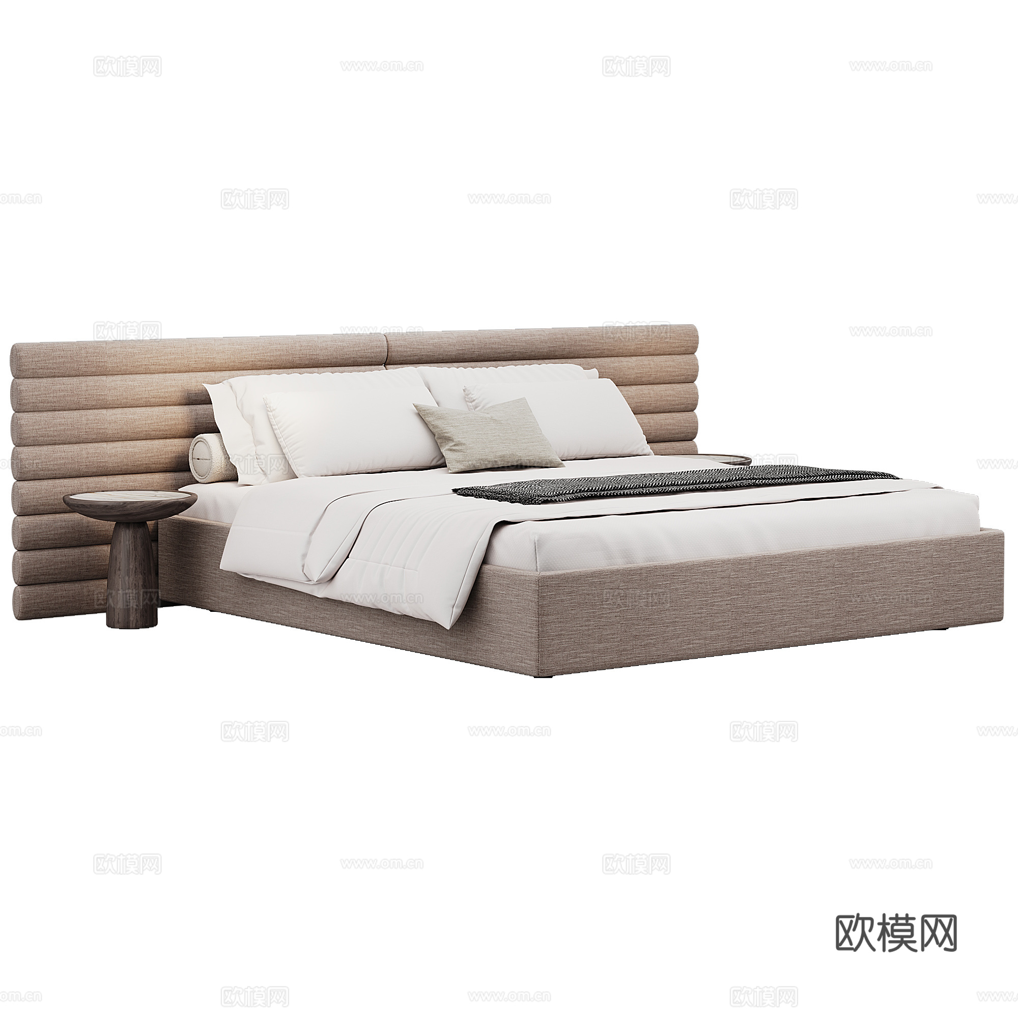 卧室 现代 双人床 抱枕 床品3d模型