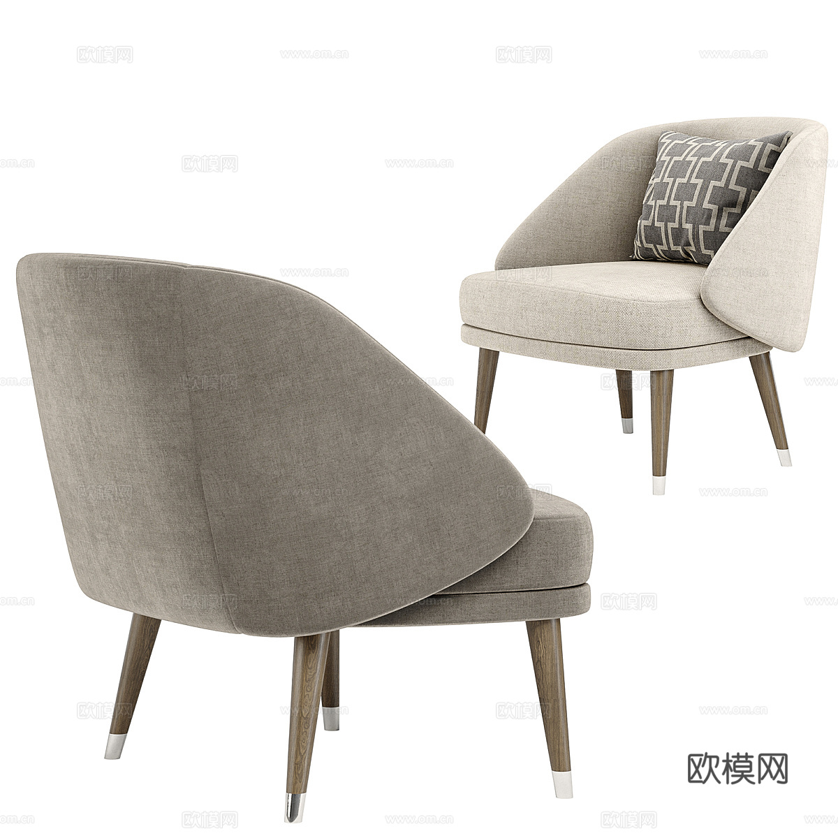 现代意式布艺扶手椅3d模型