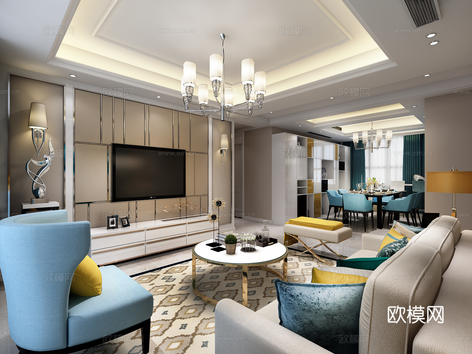 后现代温馨客厅3d模型
