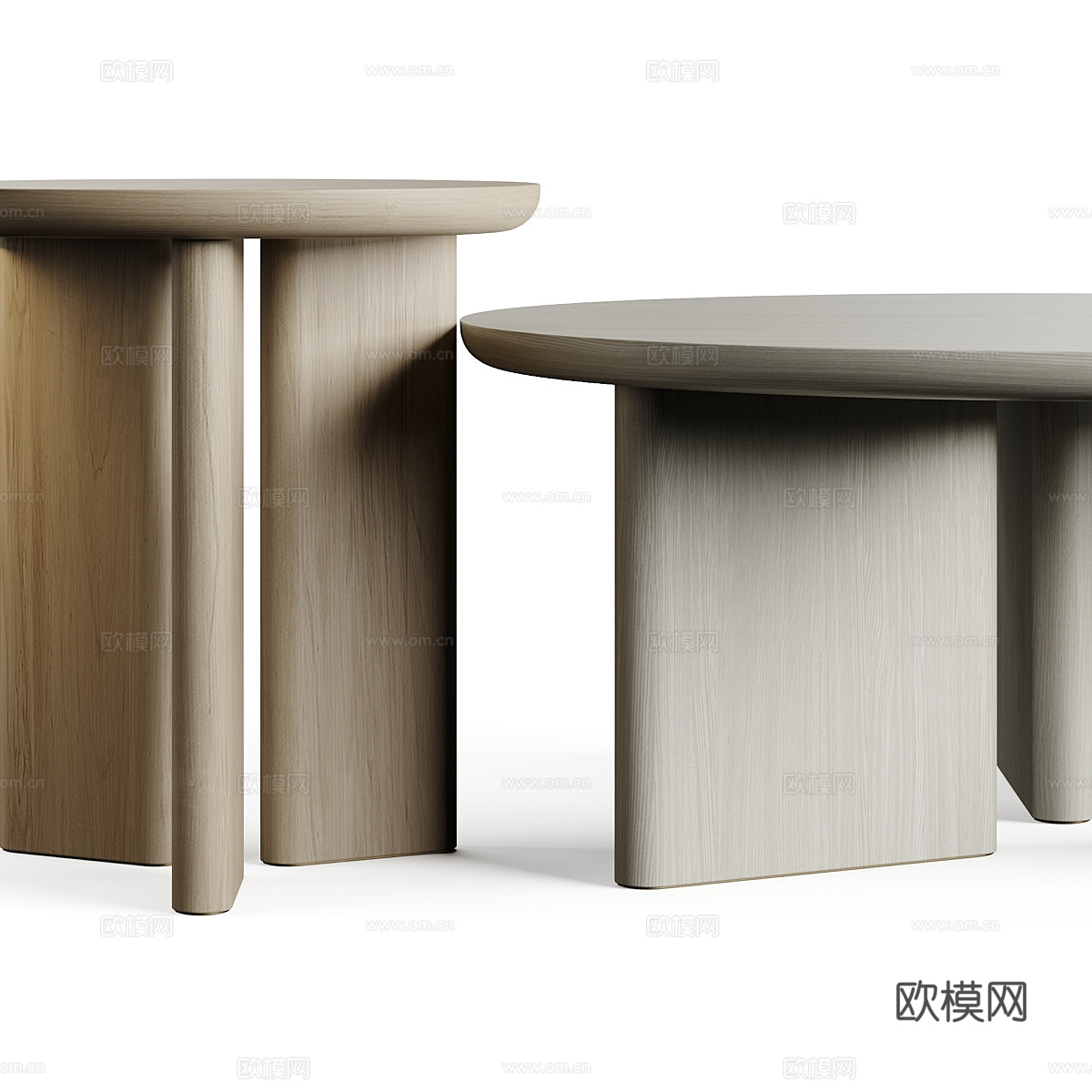 现代意式实木圆茶几3d模型