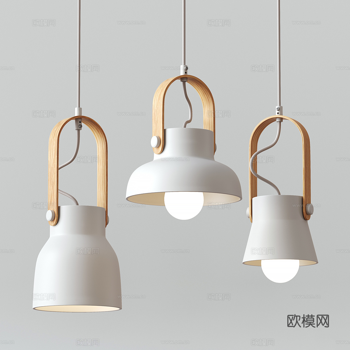 现代北欧原木装饰小吊灯3d模型